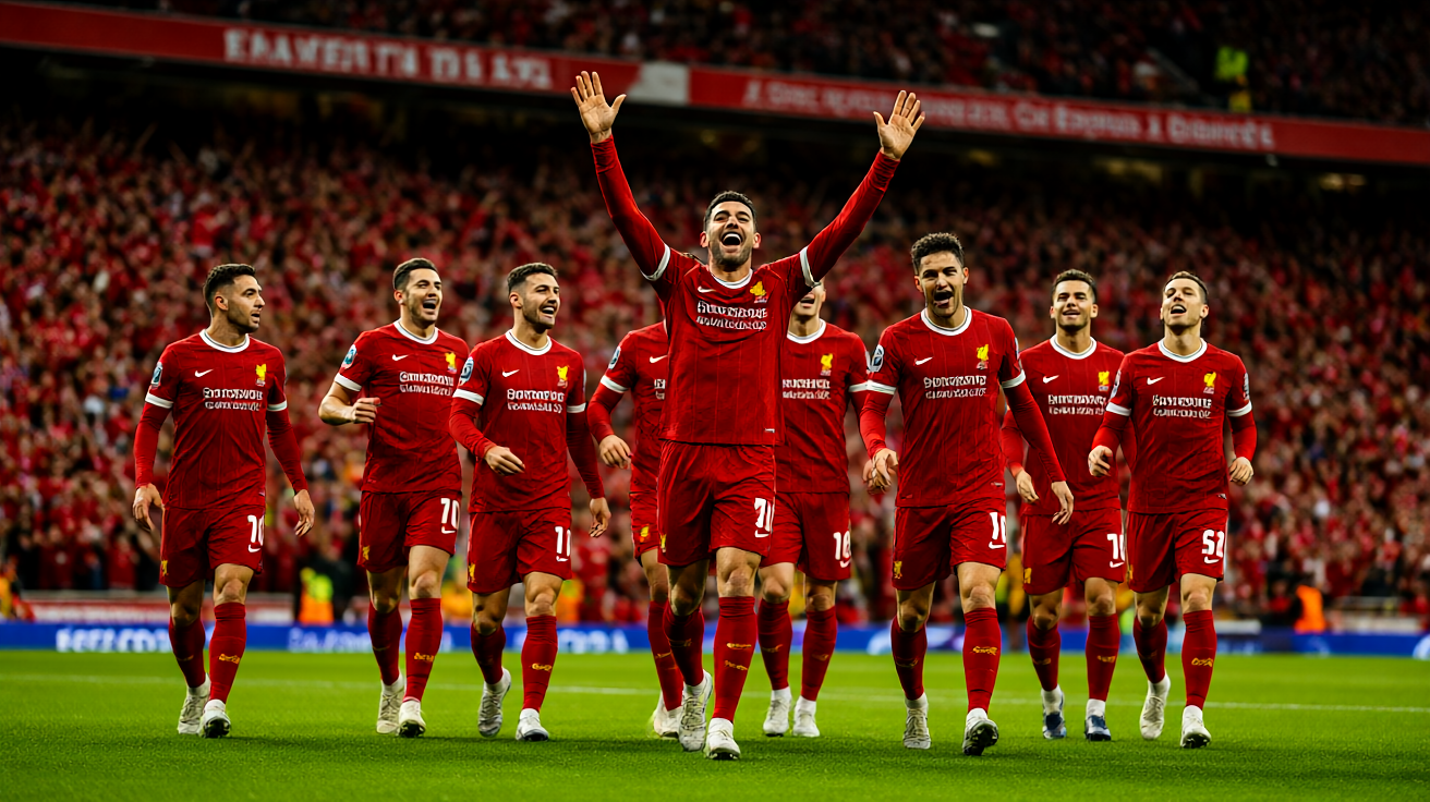 利物浦球员庆祝进球 - 英超赛事战报配图